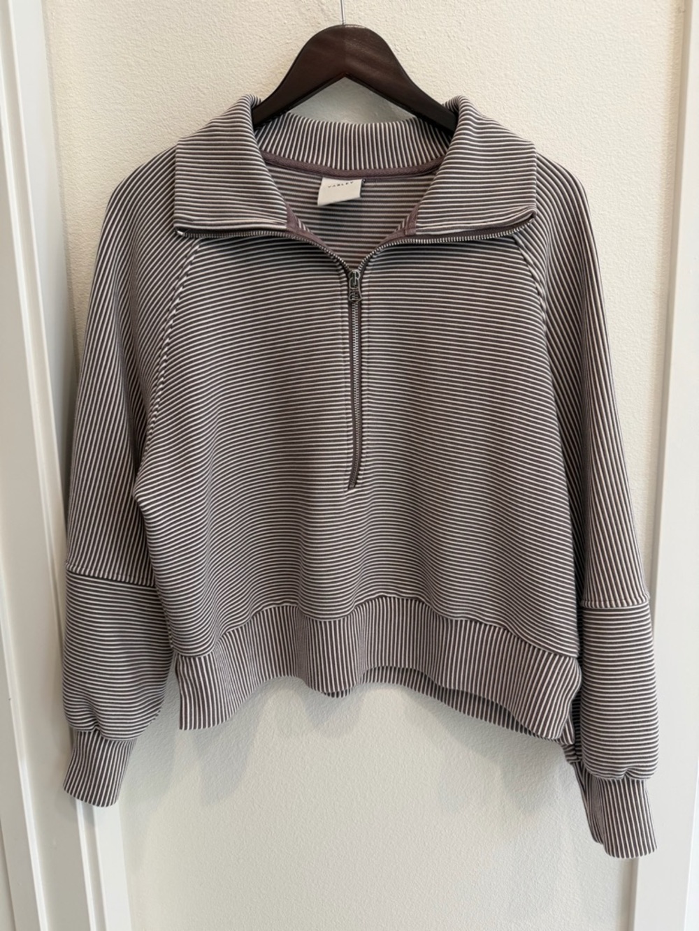Varley Milano Half-Zip Sweatshirt - Cocoa Berry / Egret Stripe XL